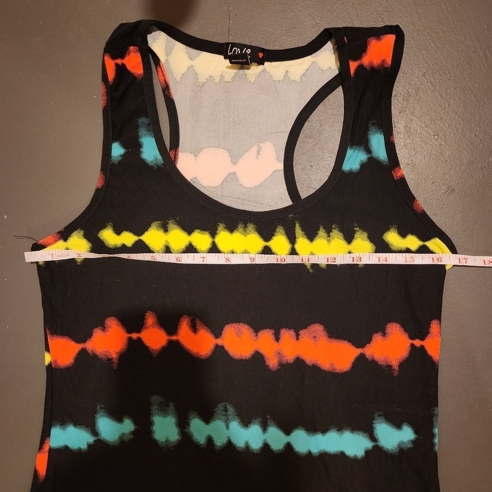 LOVE Black Tie Dye Striped Sleeveless Bodycon Slitted Racerback Maxi Dress XL - Picture 11 of 12